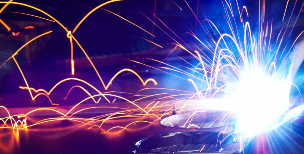 Metal Welding with sparks.